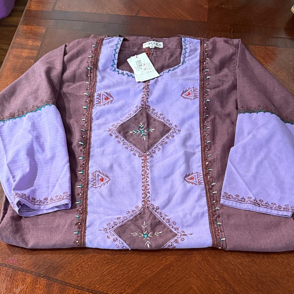 Elegant Purple Embroidered Long Sleeve Dress